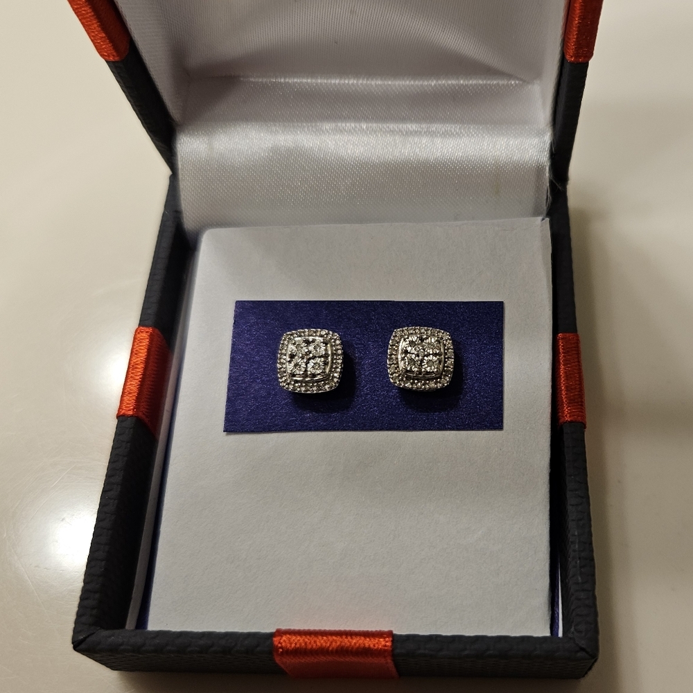 Diamond Earrings Set 1/10 CT TW I-J13, in 925 Sterling Silver. Luxury - Picture 3 of 16
